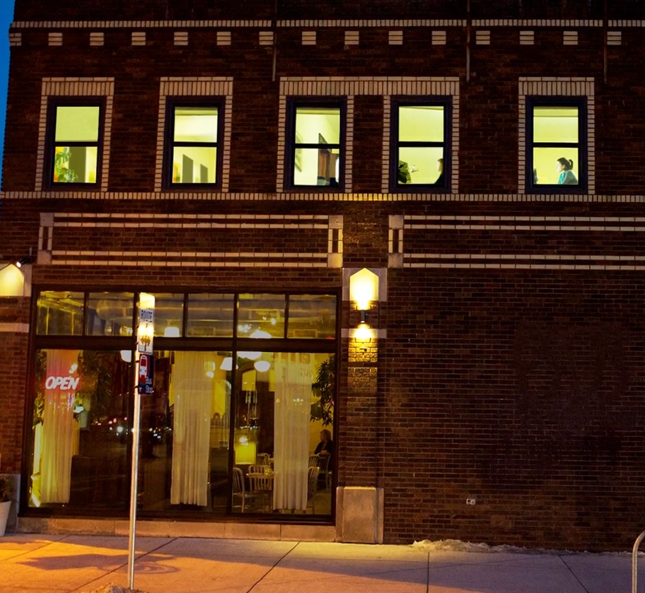 Open Book's building at night